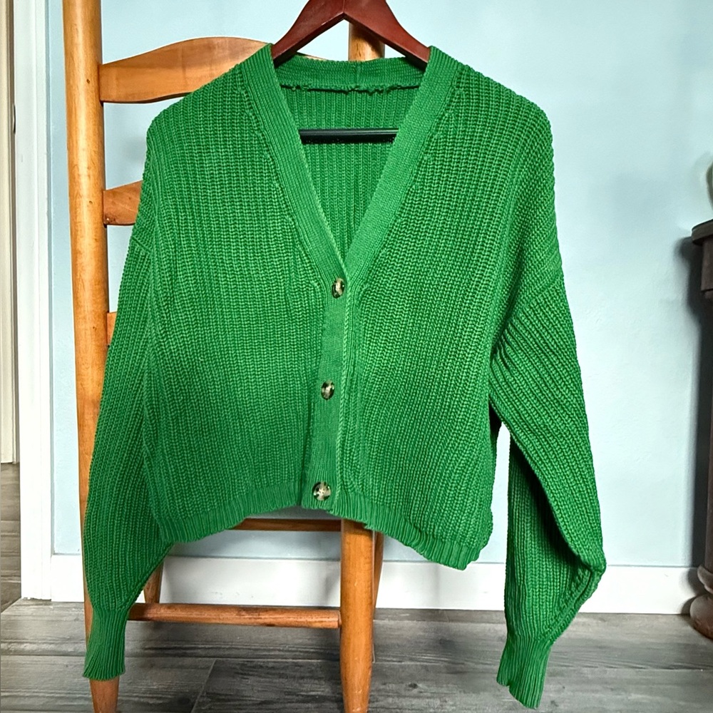Los Angeles Apparel Fisherman Cropped Cardigan